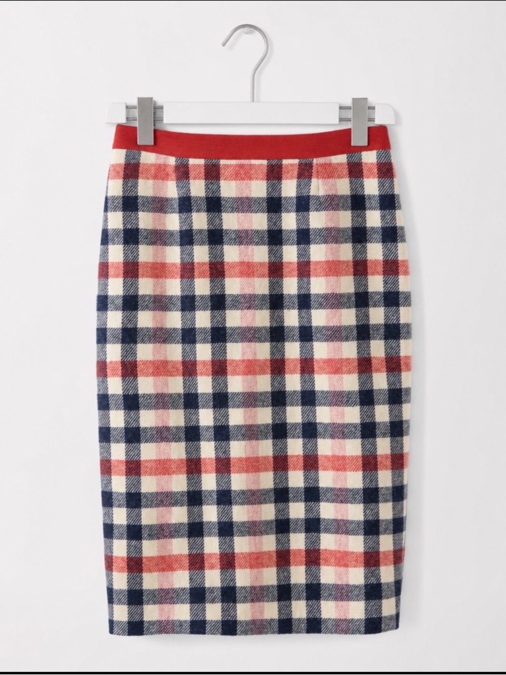 BODEN British Tweed by MALLALIEUS Pencil Skirt in Red, Navy, pink  & Cream Sz 14